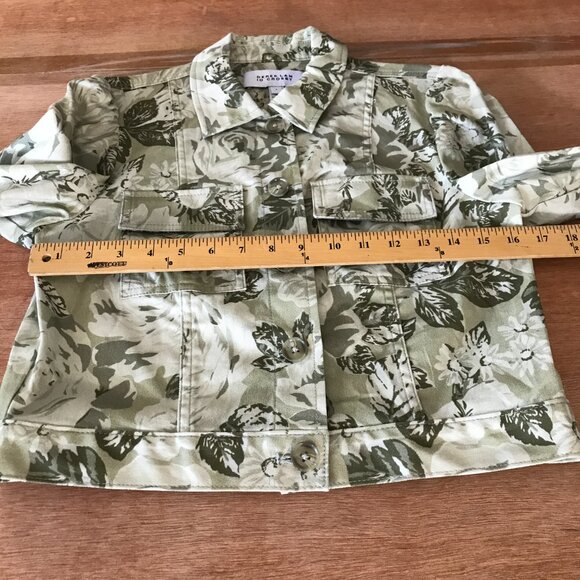 Derek Lam 10 Crosby Chloe Floral Cropped Cargo Jacket Women 4 Green Floral 17871 - Picture 6 of 13